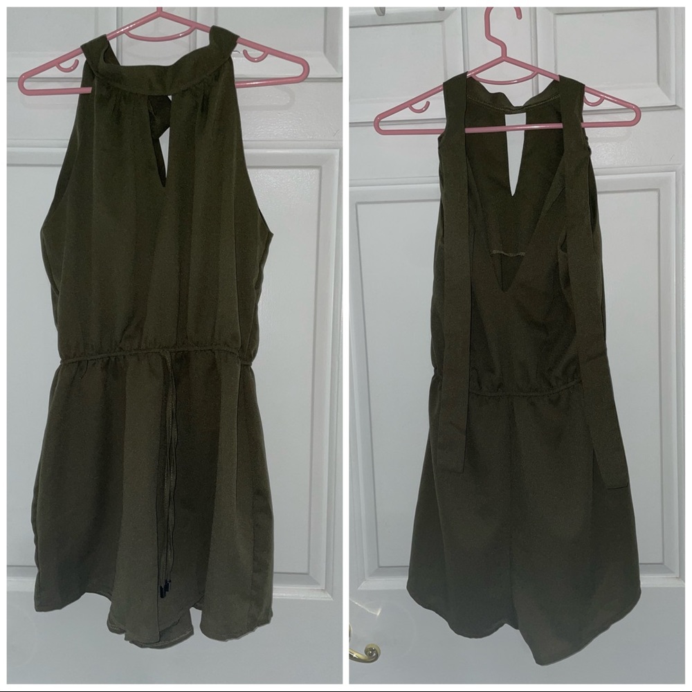 SHEIN | army green halter romper